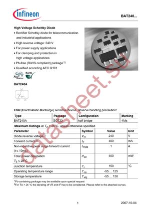 BAT 240A E6327 datasheet  